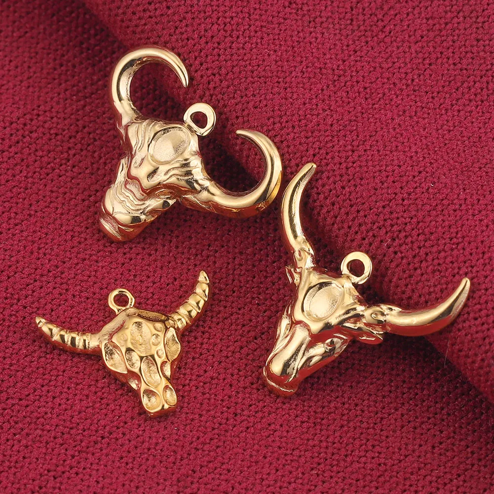 5pcs Lot Stainless Steel Gold Plated Deer Christmas Charms Dangles Pendants for DIY Earring Necklace Jewelry Making Wholesale