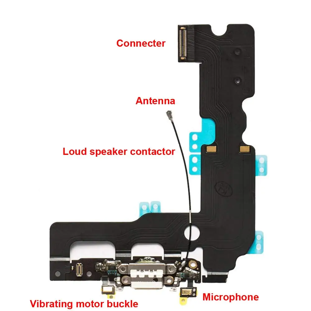 Charging Port For iPhone 7 7Plus 8 Plus USB Dock Flex Cable With Microphone and Signal Antenna Replacement  Waterproof Glue