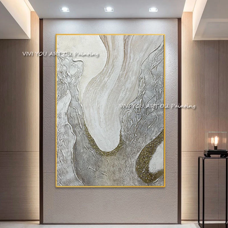 Big Size 100% Handmade Painting Abstract  Sliver Painting Nordic Simple Mural Modern Decorative Wall Decor for living room