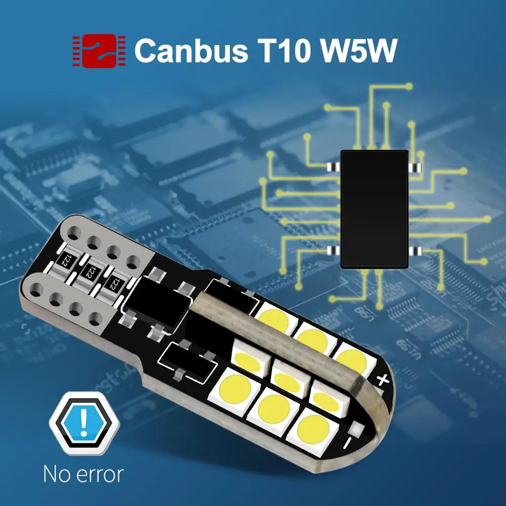 2pcs T10 W5W Led Bulb 24SMD 3030 Chips Canbus Error Free 194 168 Led Lamp Car Interior Reading Light Super Bright 6000K White