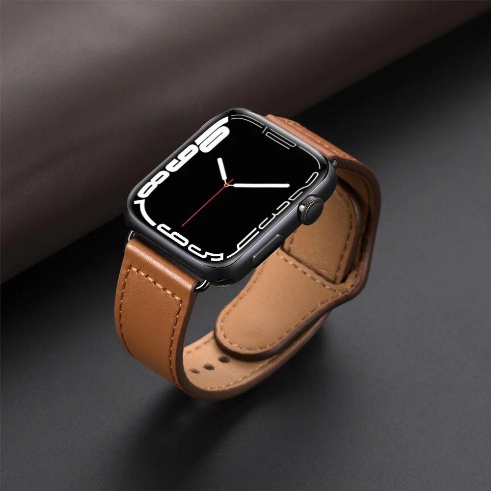 Genuine leather loop strap for apple watch band 44mm 40mm 45 41 42 38 mm iwatch watchband for apple watch 8 ultra 7 6 SE 5 4 3 2