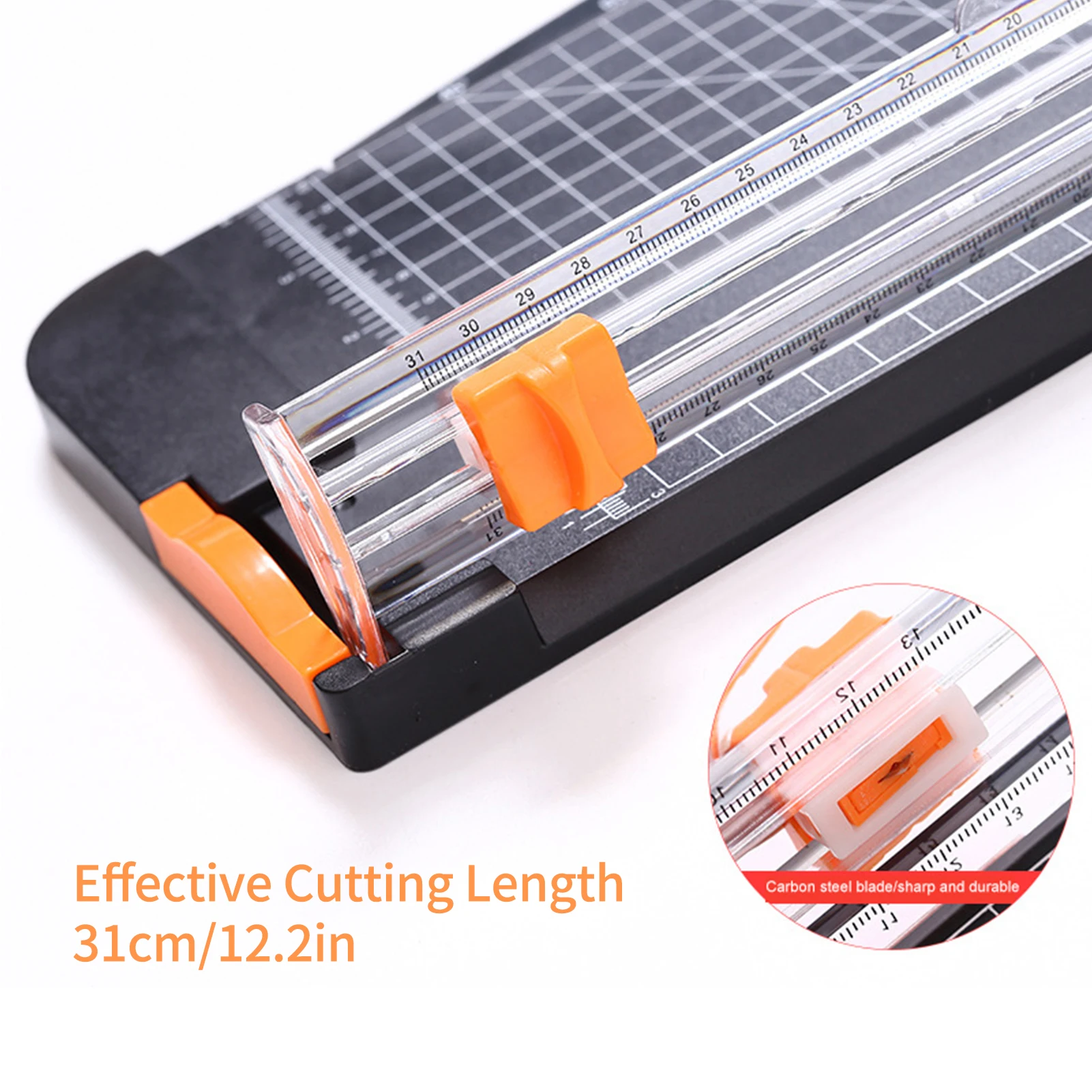 Portable A4 Paper Cutter 12.2 Inch Cut Length Desktop Paper Trimmer with Security Cutter Head Side Ruler for Office Home Supplie