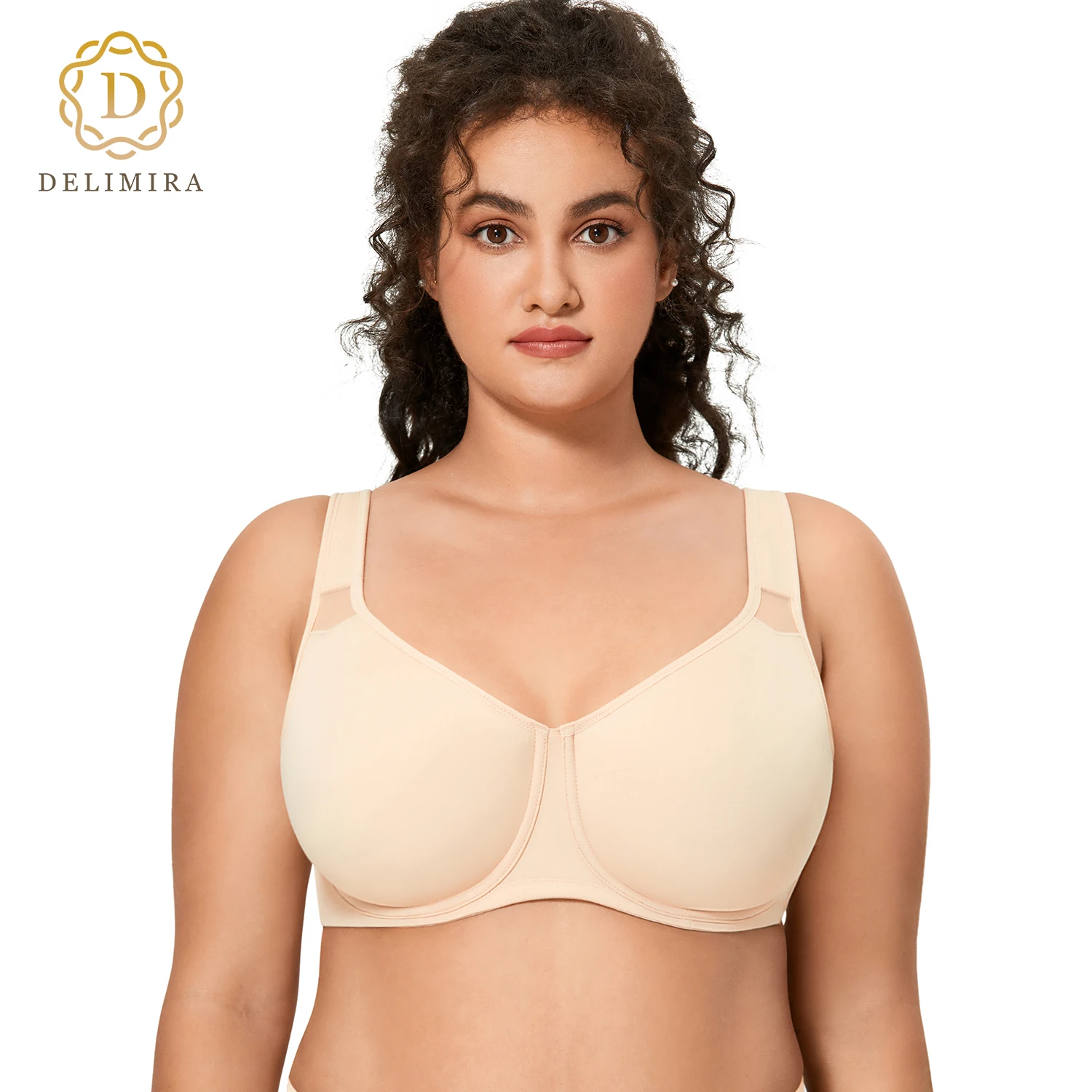 DELIMIRA Smooth Minimizer Bra Women\'s Full Coverage Plus Size Bras Underwire Seamless Underwear Non-padded