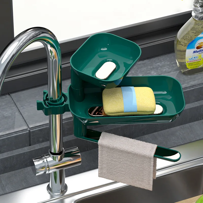 

Kitchen Sink Sponges Drain Shelf Adjustable Faucet Rag Scouring Pad Storage Rack Bathroom Soap Towel Drying Organizer Holder