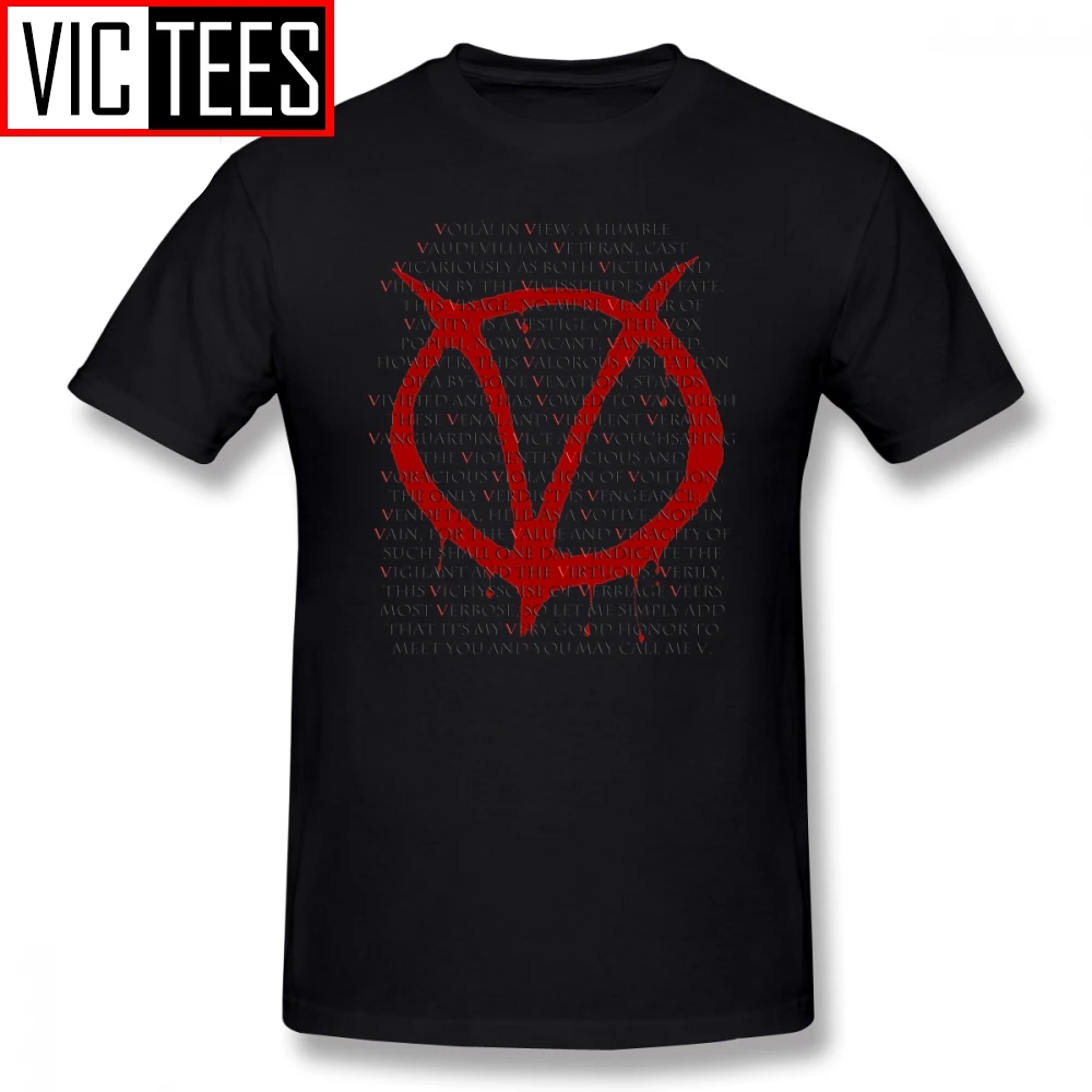 Mens V For Vendetta T Shirts V For Vendetta T-Shirt Print Funny Tee Shirt Plus size Summer Man 100% Cotton Tshirt