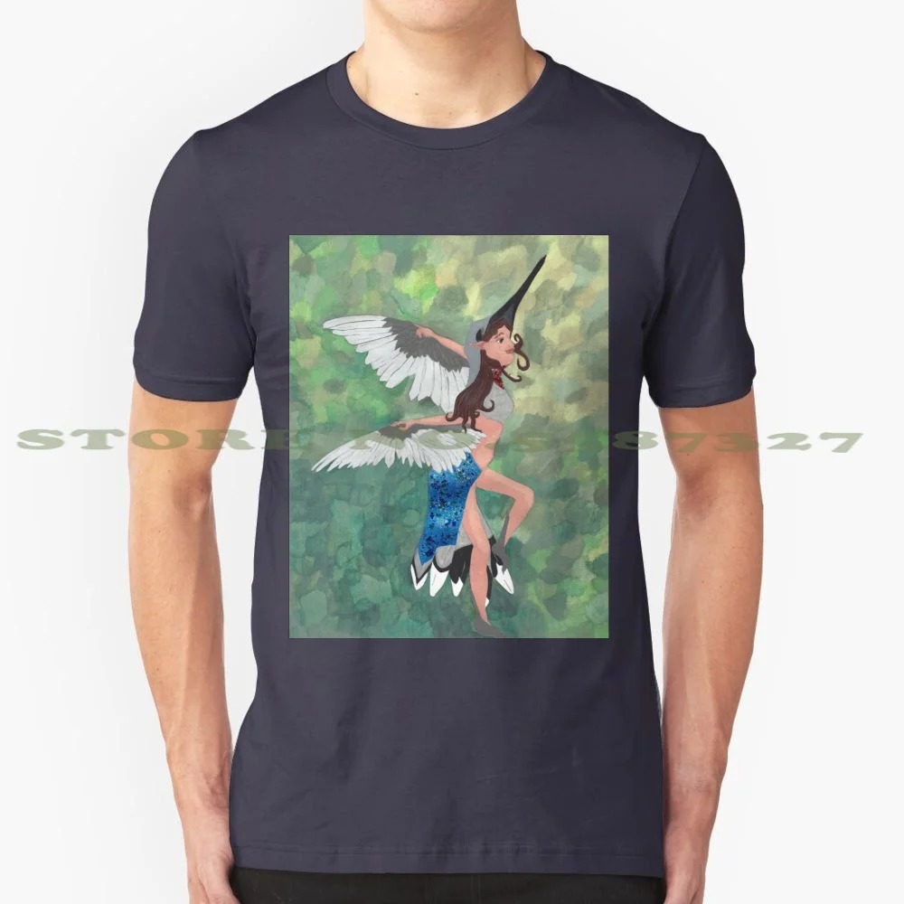 Hummingbird Fairy Ballerina 100% Cotton T-Shirt Hummingbird Ballerina Dancer Bird Wings Flight Garden Spirit Animal Totem