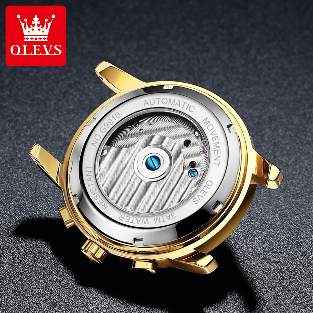 OLEVS Men\'s Swiss Watch Mechanical Automatic Hollow Watch Large Dial Waterproof Luminous 2021 New Men\'s Fashion Watch Luxury