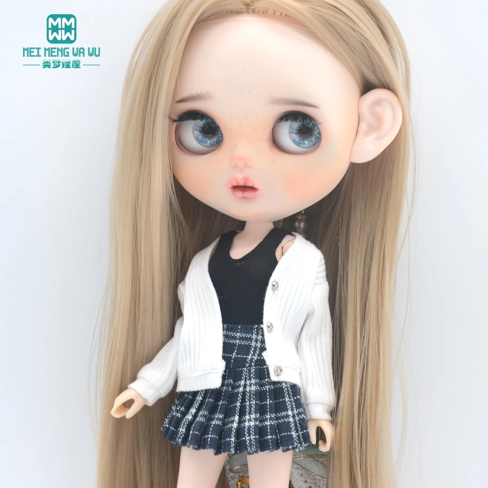 Kleidung für Puppen, passend für Blyth Azone OB22 OB24, Puppenzubehör, modische Jacke, Strickjacke, Minirock, Hemd – Detail 15