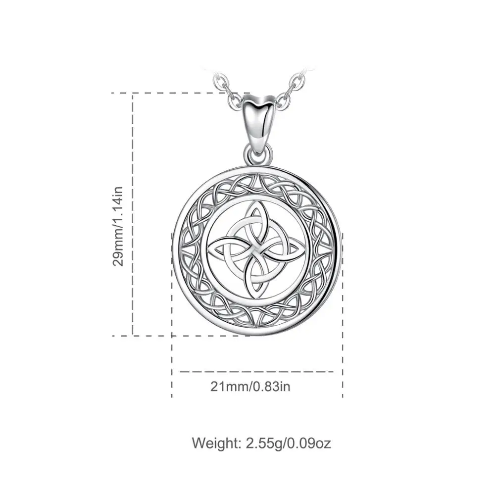 EUDORA 100% 925 Sterling Silver Celtic knot Pendant Fine Round knot Necklace good luck Jewelry For Lady girl New Year Gift D122
