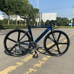 GRAY Track Bike Fixie Bicycle Aluminum Alloy Frame Carbon Front Fork 700C Magnesium Wheel Single Speed Flip-flop