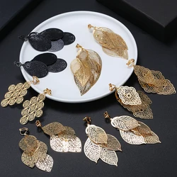 New Arrival Hyperbole Multilayered Big Leaves Clip on Earrings Non Pierced for Women Party Wedding Elegant Ear Clips Accessories