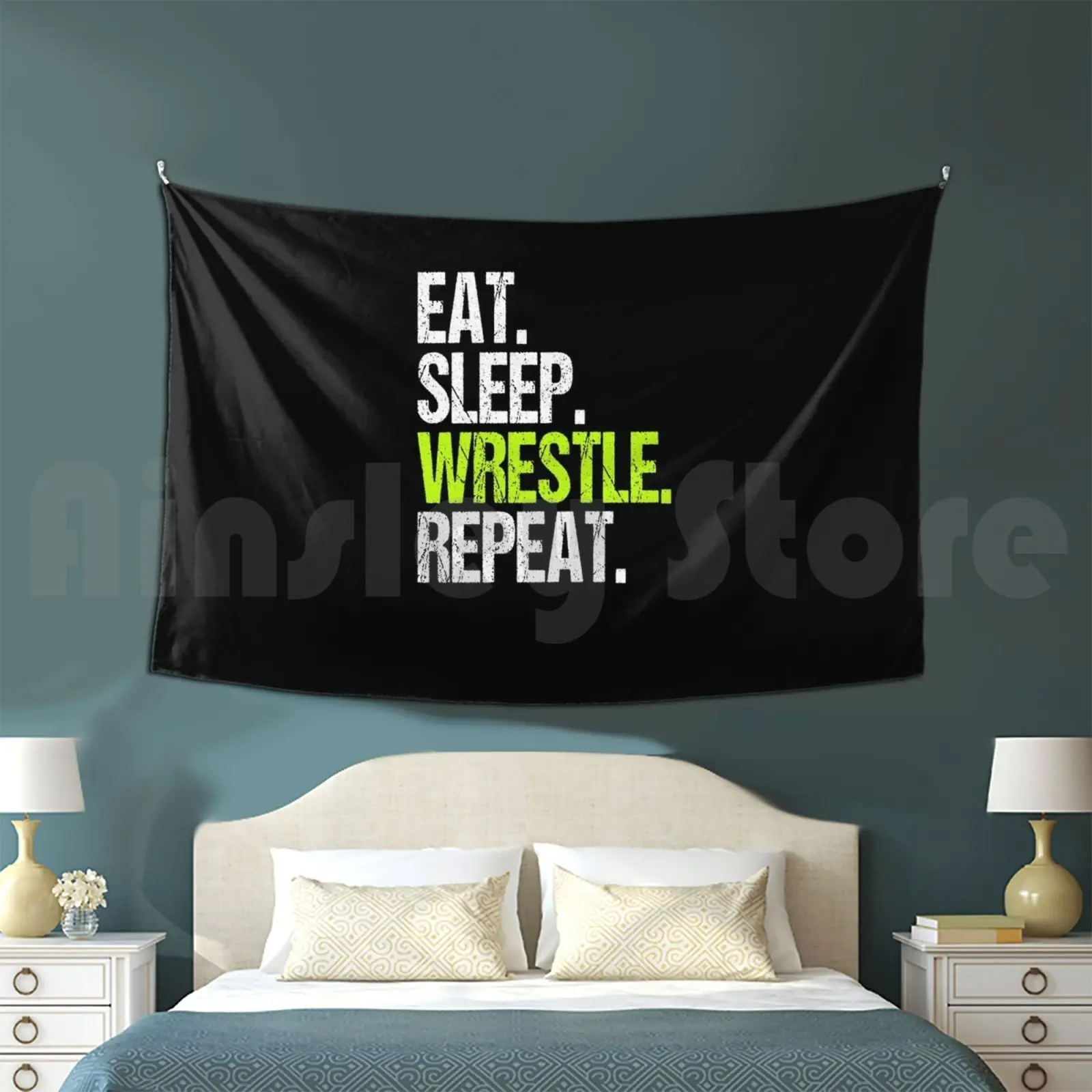 Eat Sleep Wrestle Repeat Wrestling Funny Gift Customized Tapestry Funny Wrestling Shirtswrestling Gifts