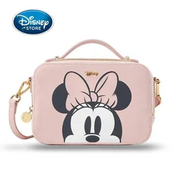 Disney Mickey Mouse bayan kamera çantası karikatür sevimli PU deri Messenger omuz çantası moda Mickey Minnie küçük çanta kare çanta