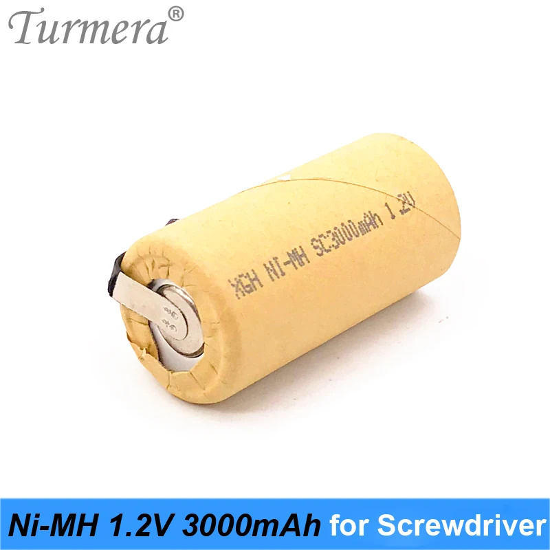 Turmera ni-mh 1.2 فولت بطارية 3000 مللي أمبير SC3000 لحام ل مفك بطارية روبوت مكنسة كهربائية 1.2 فولت ni-mh بطارية قابلة للشحن