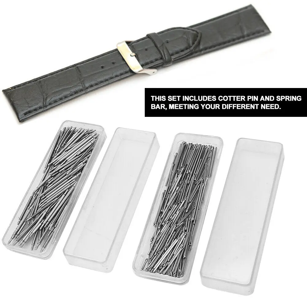 1 Box 8-25mm Stainless Steel 108Pack Cotter Pin 108Pack Spring Bar Watch Band Strap Watchmaker Repair Tool