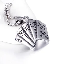 New Playing Card Shape Pendant Necklace Men's Necklace Fashion Metal Sliding Pendant Playing Card Necklace Accessories Jewelry