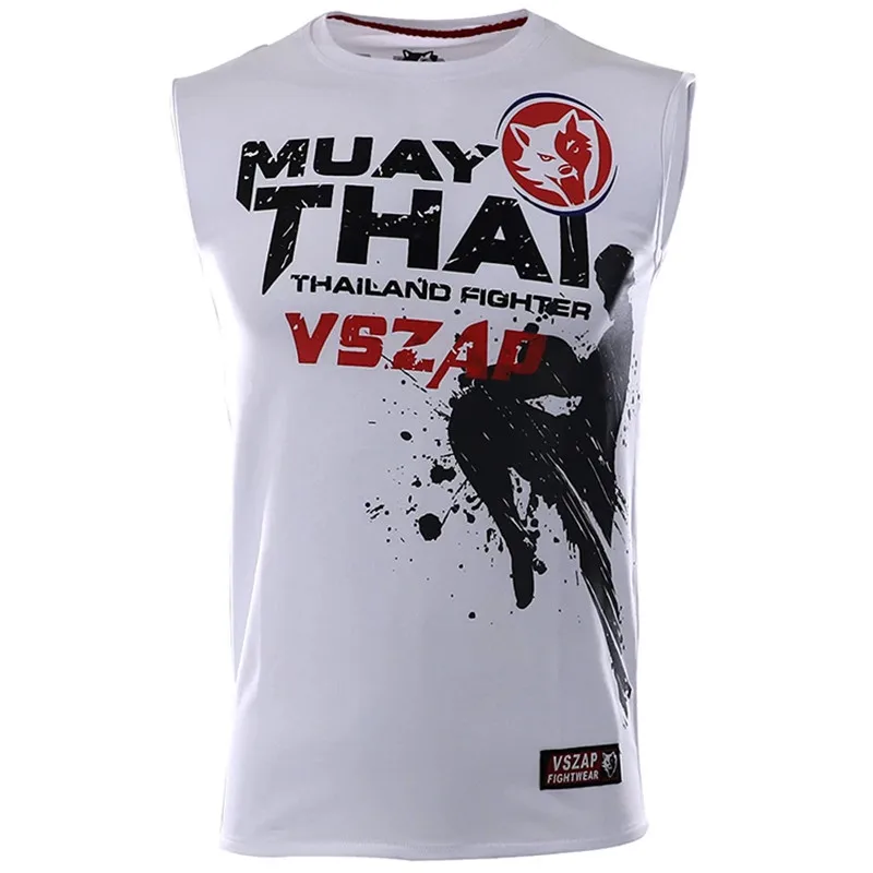 VSZAP-Thai Boxing MMA Sleeveless T Shirt for Men, Fighting, Martial Arts, Fitness Training, Wolf Muay Thai