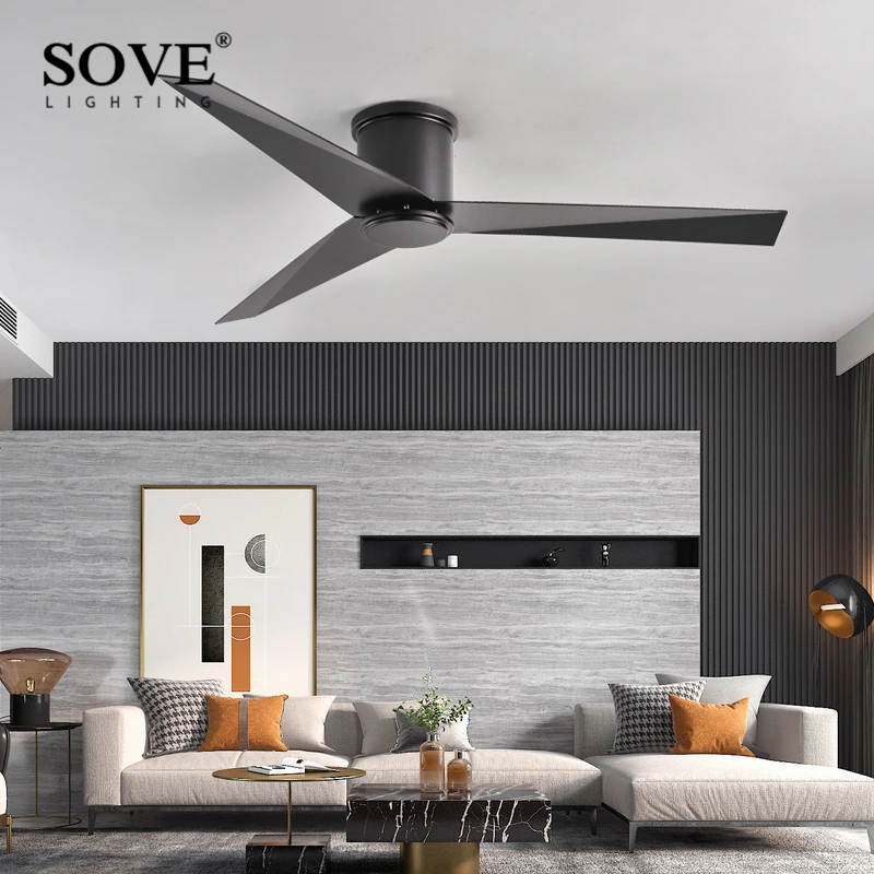 Modern Low Floor Ceiling Fan Without Lights For Living Aluminum Blade Dc Fan With Remote Control No Light Ventilador De Techo