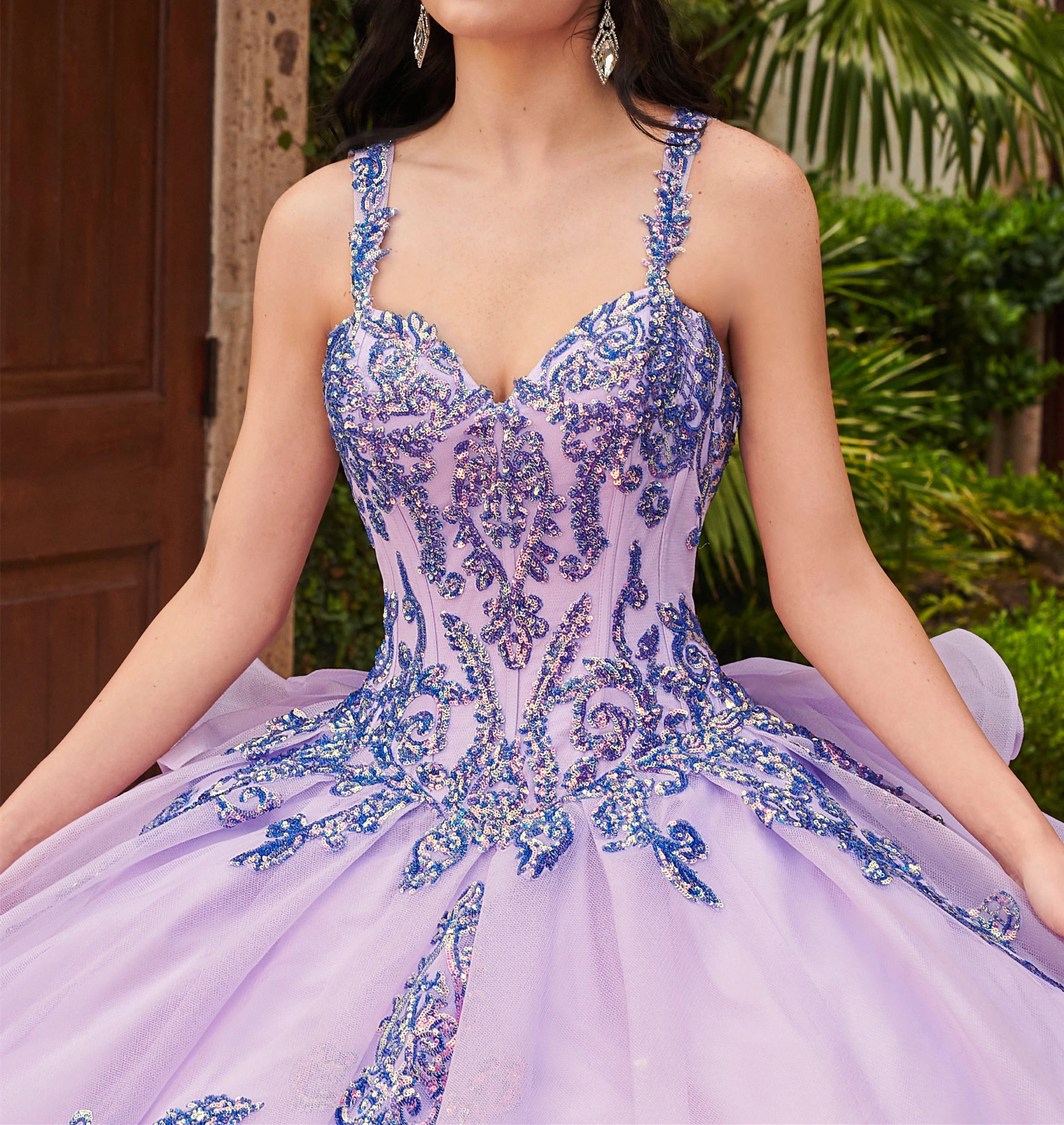 Vestido de princesa lila para quinceañera, tirantes finos, brillante, fiesta de cumpleaños, dulce, 16, con apliques de cuentas