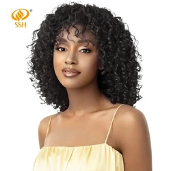 Perucas de cabelo humano encaracolado profundo curto para mulheres negras, cabelo remy brasileiro, peruca feita à máquina, cor marrom