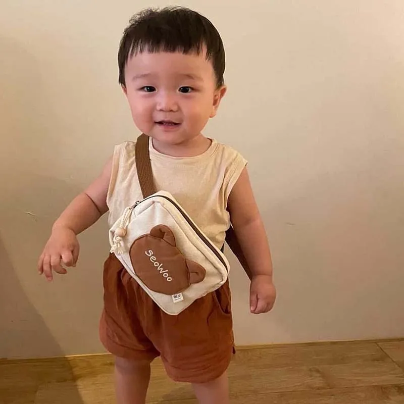 Personnalisez les enfants mode taille sac garçon fille mignon dessin animé maternelle sac à bandoulière porte-monnaie sauvage poitrine sac ours sac