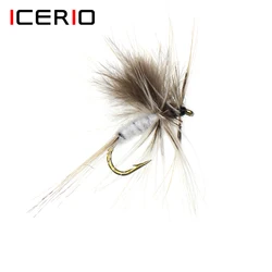 ICERIO 8PCS 16PCS Grey Mosquito Mayfly Dry Flies Trout Fly Fishing Lures #14