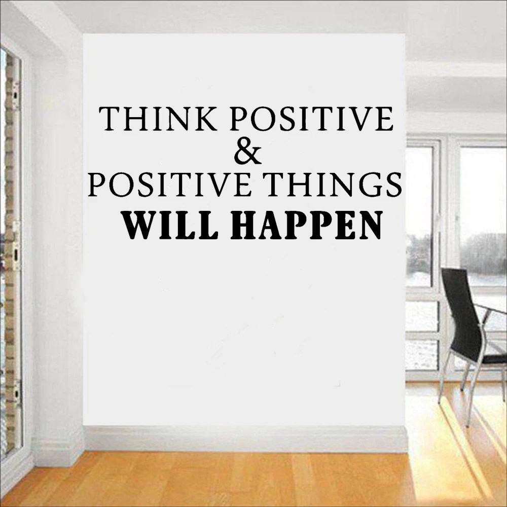 Optimistic Wall Decals Modern Office Think Positive Phrases Art Decor Vinyl Children Bedroom Removable Window Door Stickers Y478