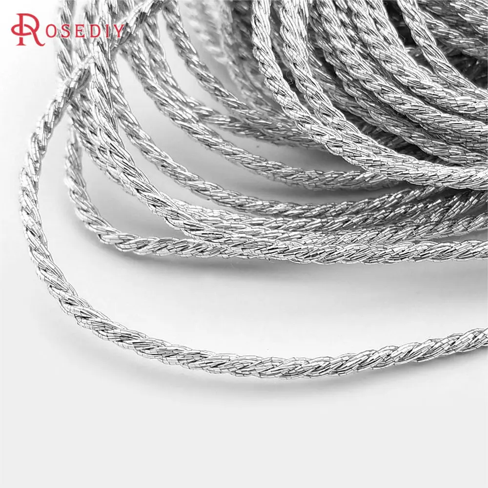 (T12967)Wholesale 5 Meter Diameter 2.5mm 3.5mm Gold Color Silver Color Silk Thread Twisted Cords Rope Diy Findings Accessories