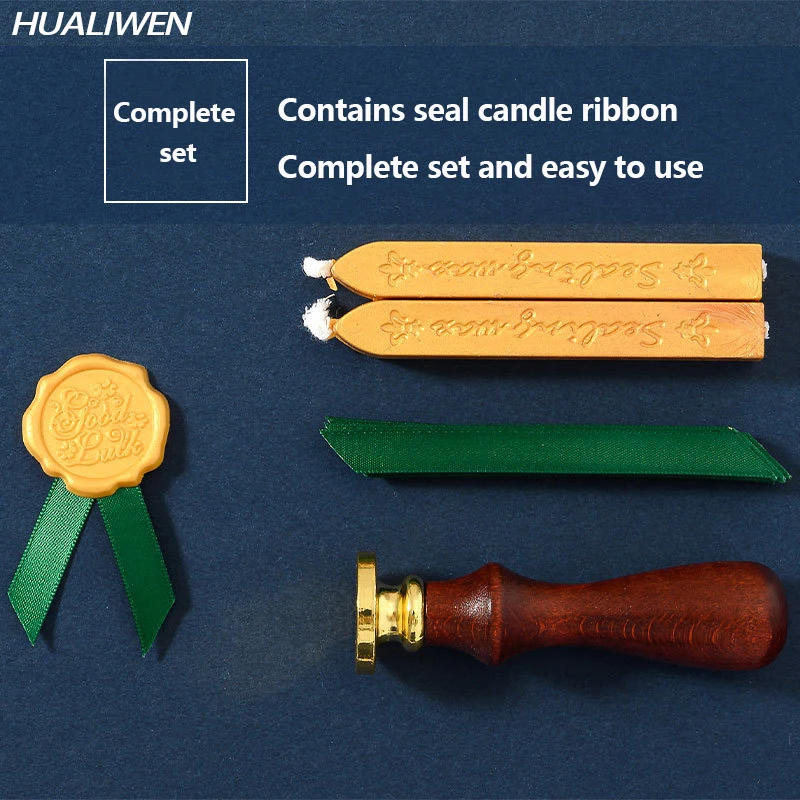 Creative Fire Paint Seal Set DIY Handmade Ribbon Seal Envelope Sealing Wax Stamp Ancient Seal Post Decorative Antique Stamp Gift