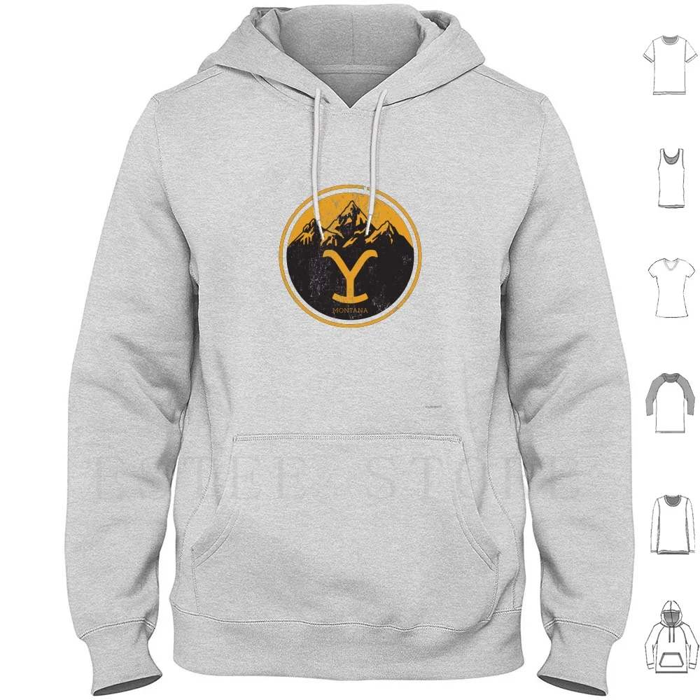Yellowstone Dutton Ranch Montana Retro Artistic Hoodie Long Sleeve Montana Yellowstone Cowboy Dutton Dutton Ranch Ranch