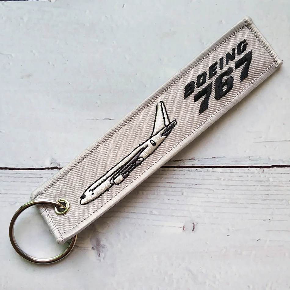 1 Set Grey Boeing 767 Plane Bracelet Phone Strap Embroidery Keys ID Card Gym Straps USB Badge Holder for Aviator Christmas Gift