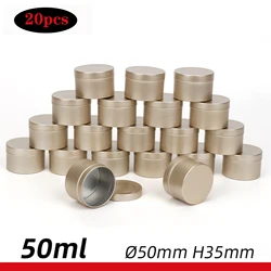 20pcs 50ml Empty Aluminum Tin Jar with Lid Bulk Round Tea Container Candle Can Small Storage Packaging Box Black White Red Gold