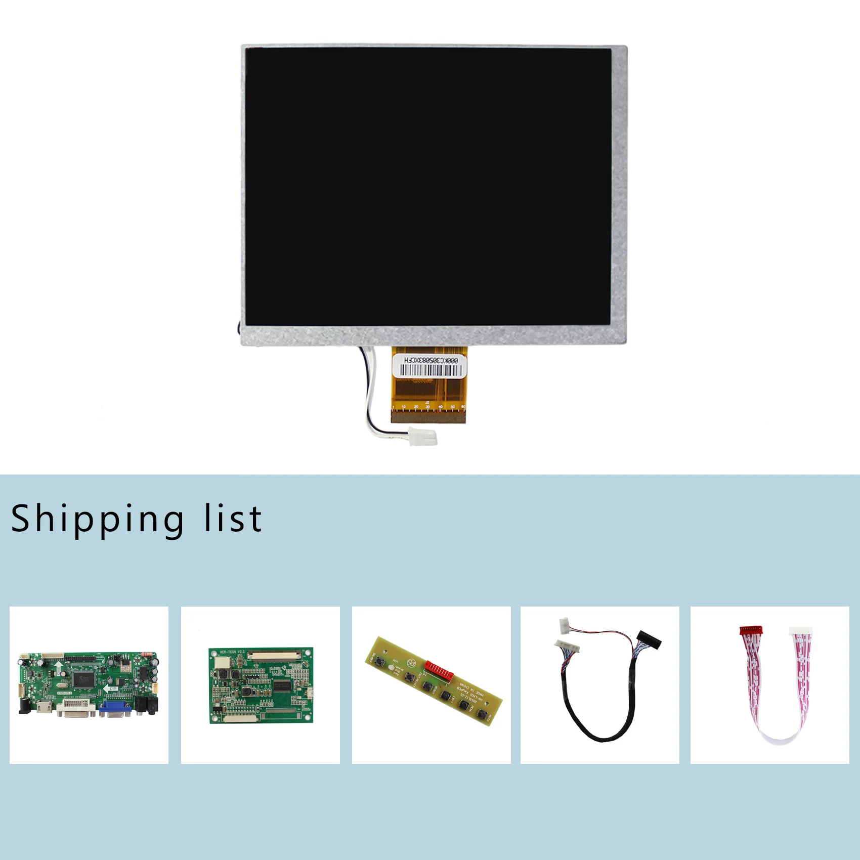 Layar LCD 7 "CLAA070MA0ACW 800 × 600 Layar 60 Pin dengan HD-MI DVI VGA AUDIO LCD Papan Pengontrol