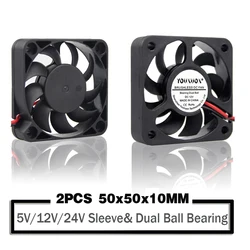 2 Pieces 5V 12V  24V 5010 50mm Fan Ball Bearing 50x50x10mm Fan 5010  Cooling Fan 5cm PC Laptop Computer Cooler Fan Heatsink Fans