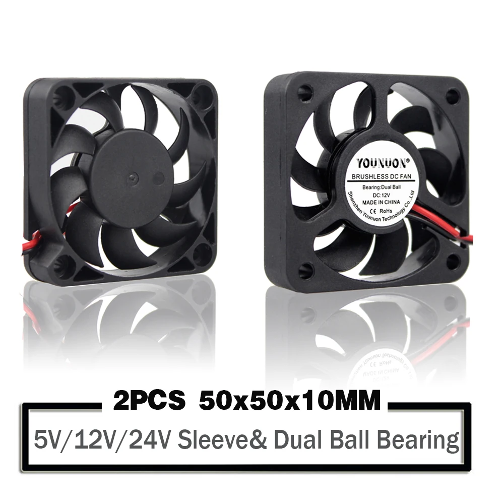 2 sztuki 5V 12V 24V 5010 50mm Wentylator z łożyskiem kulkowym 50x50x10mm Wentylator 5010 Wentylator chłodzący 5cm PC Laptop Wentylator chłodzący Wentylatory radiatora