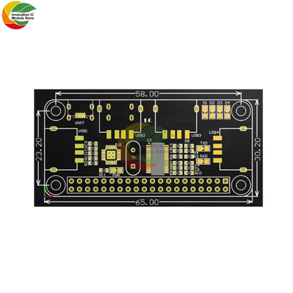 4 Port USB HUB HAT USB 2.0 1.1 Micro USB for Raspberry Pi Zero/W A+ B B+ 2 3 Model B Serial Debugging Onboard USB to UART