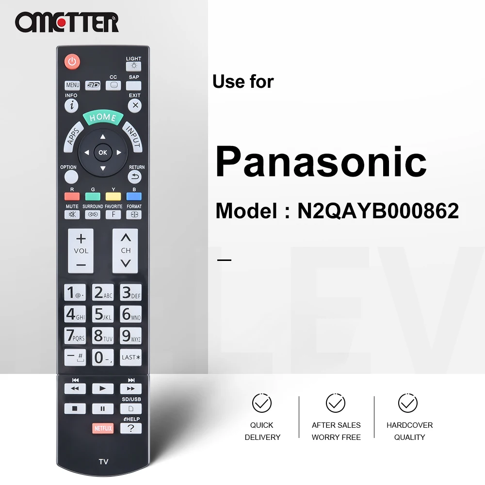 N2QAYB000862 for Panasonic TV Remote Control TC-P55VT60 TC-P60VT60 TC-P65VT60 TC55DT50 TCL42ET5 TCL47DT50 TCL47ET5 TCL47WT50