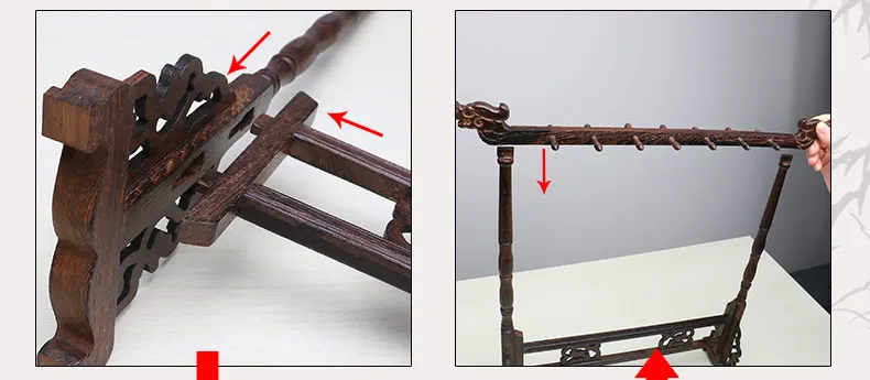ANCLLO Vintage Houten Borstel Rest Stand Chinese Kalligrafie Pen Houder Vintage Gesneden Hout
