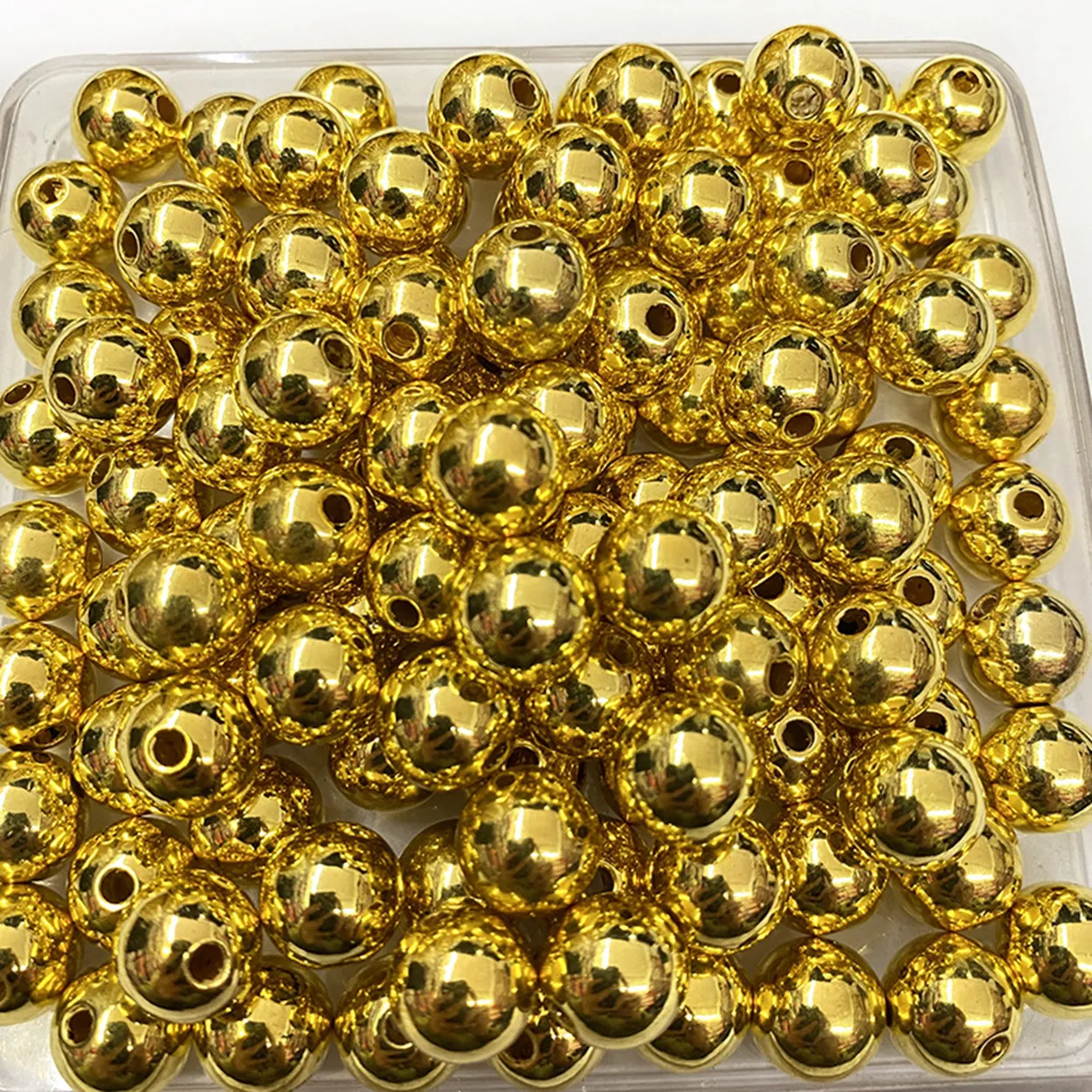 Round Gold Color Plated Acrylic Beads Lot 4mm 5mm 6mm 8mm 10mm 12mm DIY Jewelry Making