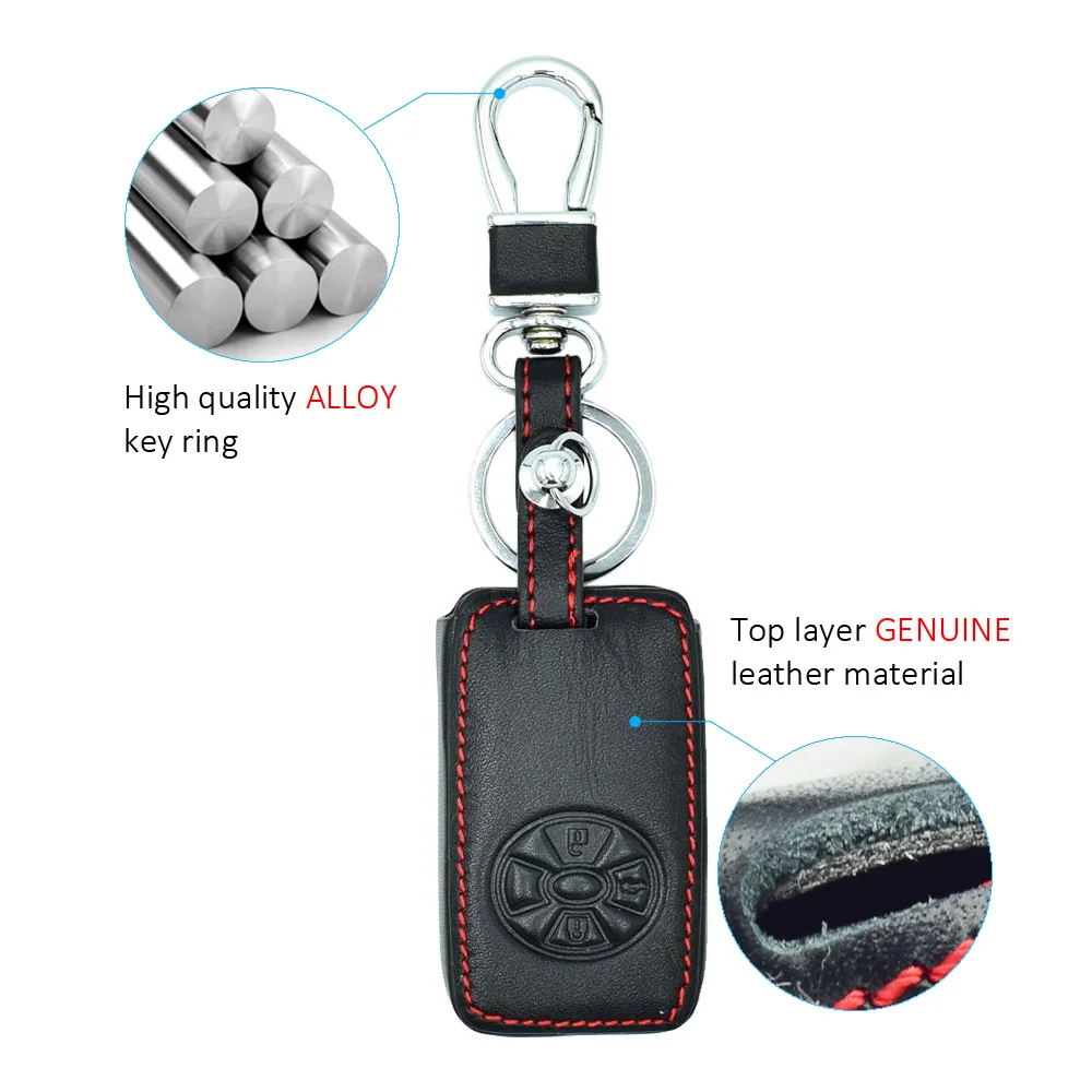 Leather Car Key Case For Toyota RAV4 2009 10 2011 RAV 4 Yaris Reiz 3 Buttons Smart Remote Fob Shell Cover Keychain Protector Bag