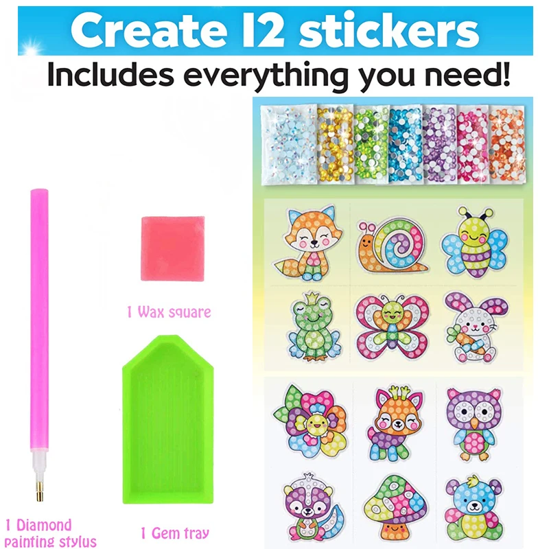 12 Creëer een grote edelsteen Diamond Painting Sticker Kit Art Craft Girls Boys Unicorn Animal Sealife Magical Mozaic Dot Sticky Toys Gifts