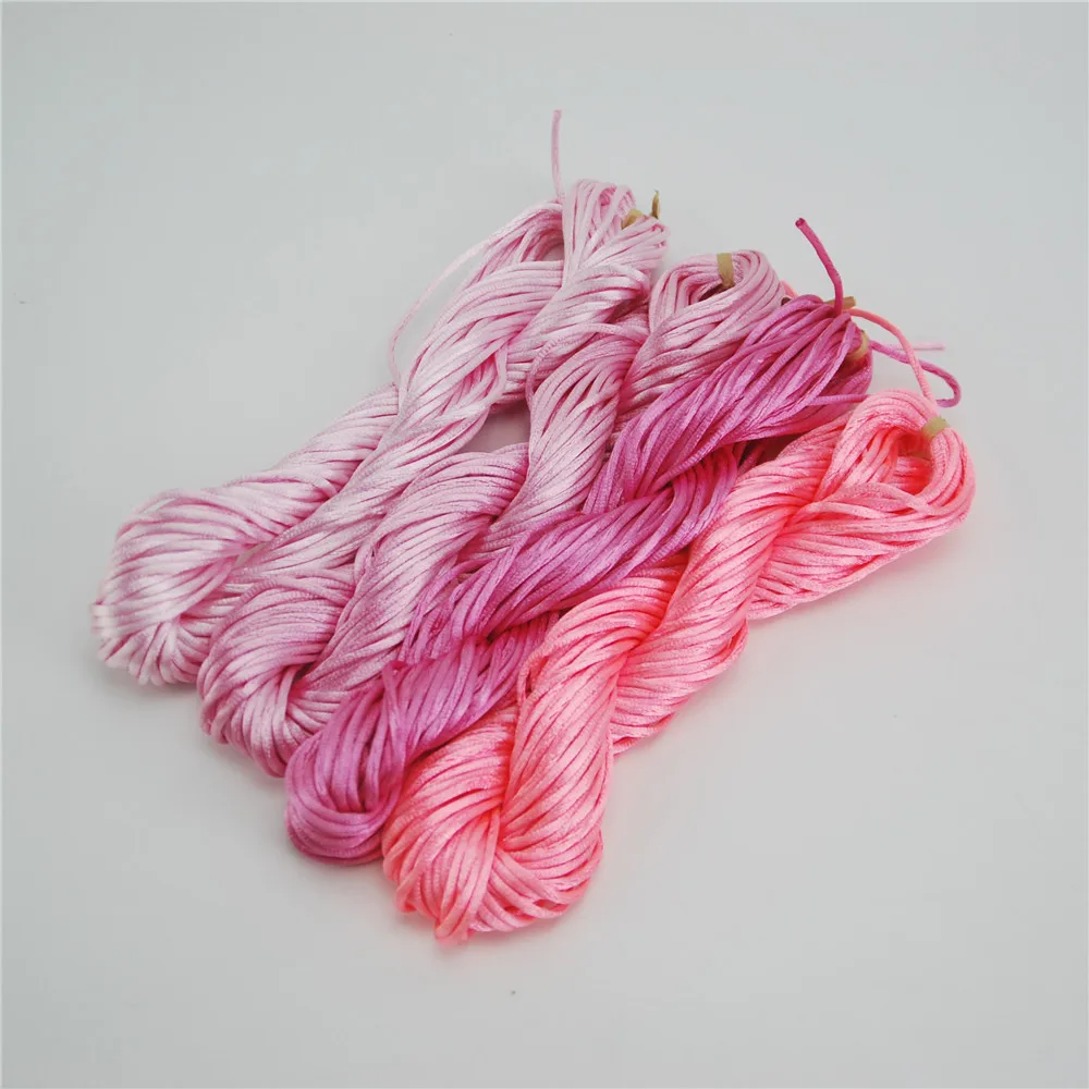 Multi 2mm  20M/pcs Kumihimo Nylon Cord Chinese Knot Cord Rattail Satin Braided String DIY Cords Jewelry Making Beading Rope ds5