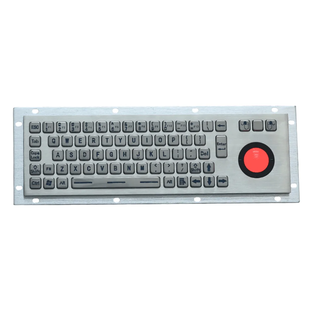 

Waterproof Panel Mount Backlit Stainless Steel Industrial Metal Keyboard With Backlight Trackball Mouse