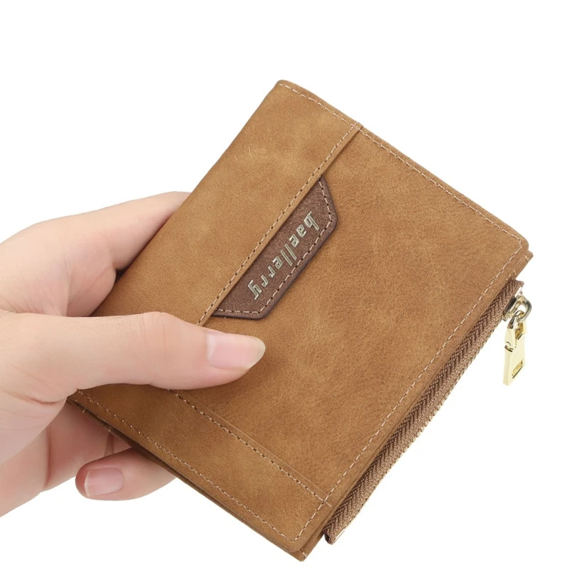 Vintage Wallet Men's Purse Short Money Bag Mini PU Leather Retro Wallets Small Zipper Coin Pocket ID Credit Card Holder Bag