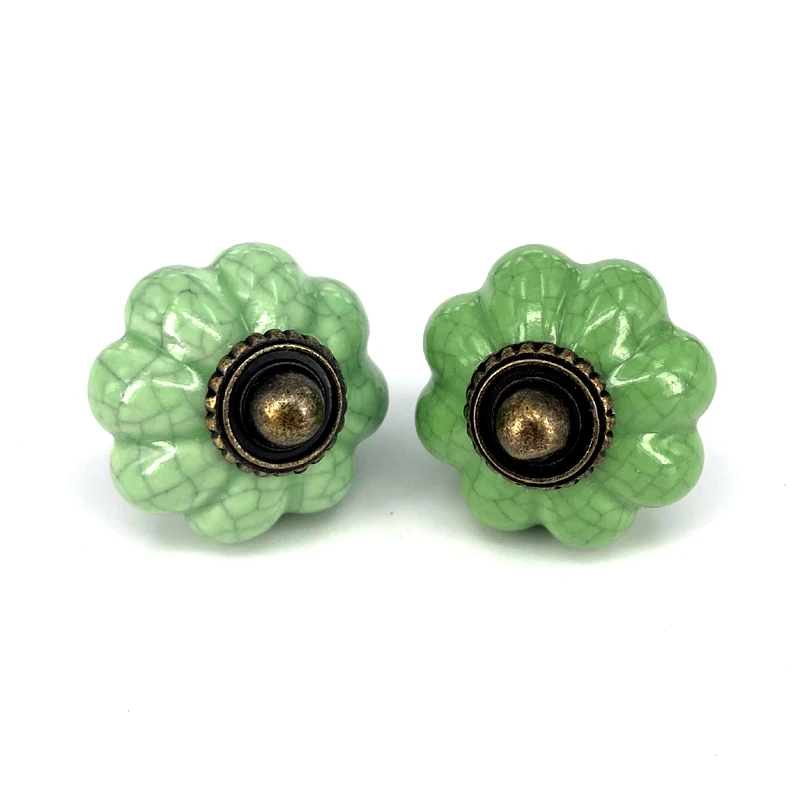 1PCS Ceramic Flower Owl Cactus shape Knobs Dresser Cabinet Pulls Green Color Kitchen Door Handle Knob Furniture Hardware w/Screw