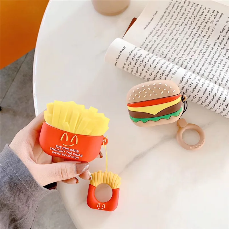 

Hamburger For AirPods1 2 earphone case French fries AirPods Pro Case cartoon chips headphone Protect Wireless Headset Cover