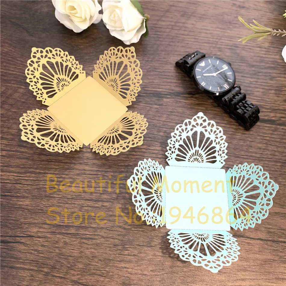 

60pcs/lot Lace Flower Laser Cut Candy Bar Birthday Party Favors Chocolate Wrappers Baby Shower Wedding Party Gifts and Supplies