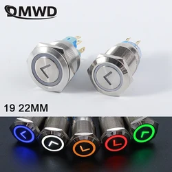 19mm 22mm Metal Power Arrow Brass Push Button Switch Flat Round Illumination Latching Momentary Self-reset 1NO1NC 12V220V Blue