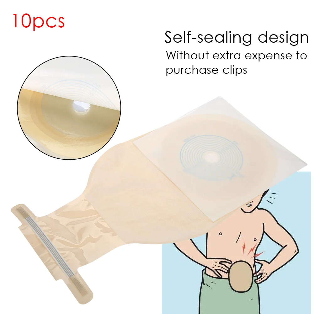 

10pcs/Pack One-piece System Ostomy Bag Medicals Drainable Pouch Colostomy Bag Ostomy Supplies