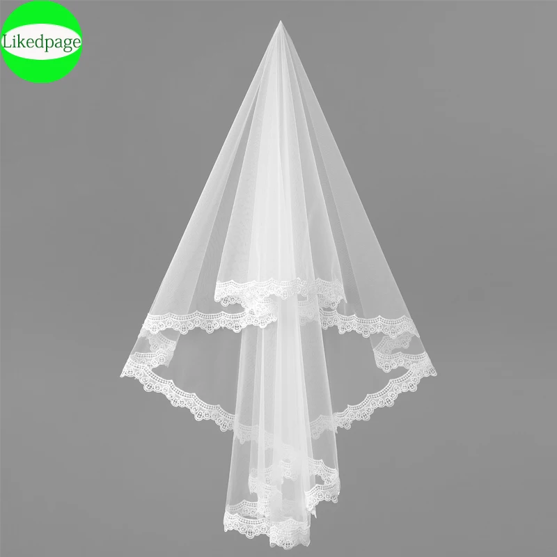 

Cheap Wedding Bride Veil 2021 One Layer Good Tulle Voile Mariage Welon Slubny Lace Edge Velo De Novia Sposa Weeding Accessoire